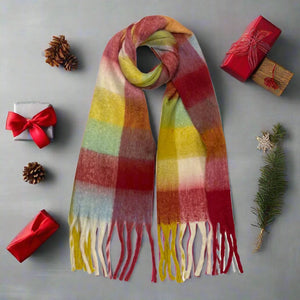 HAUSSEMANN SUPER SOFT SCARF , RED & YELLOW