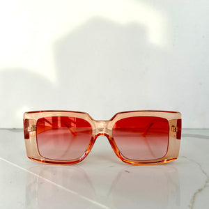 Lina , Rectangular Frame Sunglasses , Watermelon