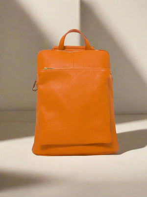 Ricky , Leather Rucksack , Orange