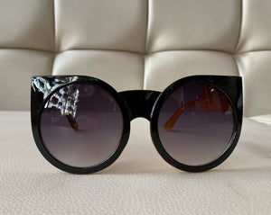 Linney Sunglasses , Large Frame , Black and Orange