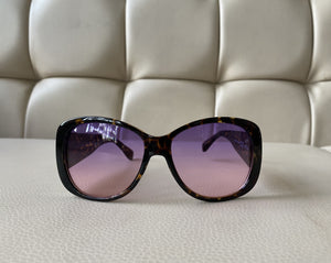 Caroline Sunglasses , Turtle Shell with Purple Lenses